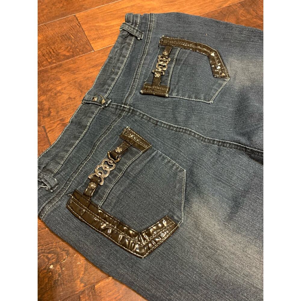 No Fuse Jeans w/ Brown Pleather Accents - Sz 14